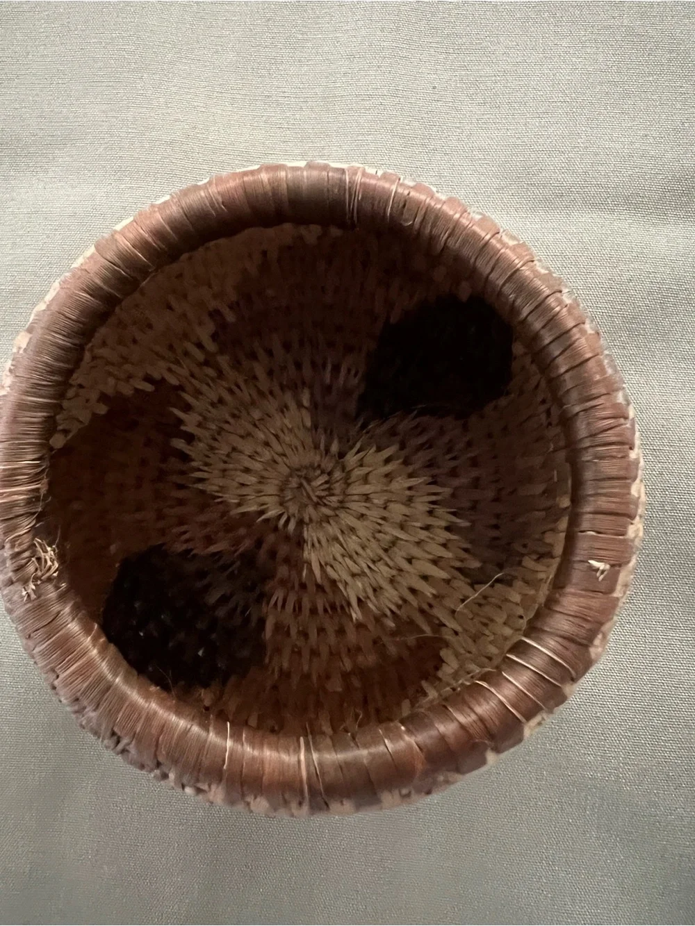 Handwoven Herb Basket with Knobbed Lid